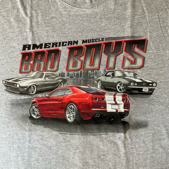 New Port Blue Men’s Short Sleeve T-shirt Size L, Gray, American Muscle Bad Boys - Picture 5 of 7
